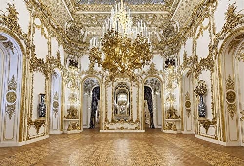 Renaiss 8x6ft Luxurious Palace Backdrop Chandelier Arch Door Noble Glittering Hotel Photography Background Kids Adult Travel Vacation Photo Booth Shoot Vinyl Studio Props