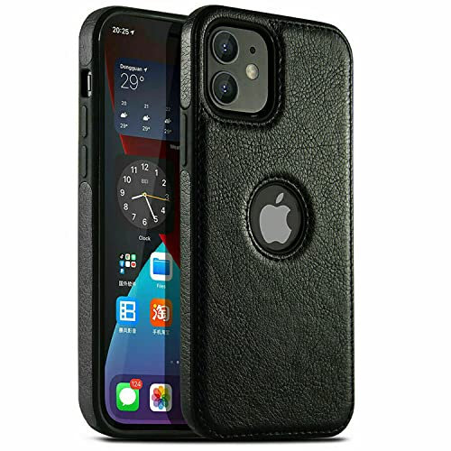Mixroom - Custodia Cover Case per iPhone 12 PRO Max Case in Eco Pelle Nero e TPU Silicone Morbido di Qualita Ultra Resistente.