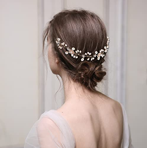 Braut Stirnband, Etercycle Braut Haarband Haarschmuck Hochzeit Gold Vintage Perle Kristall Braut Stirnbänder