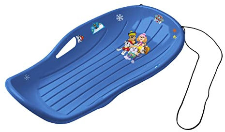 BIG - Paw Patrol Kinder-Schlitten (blau) - Snow Carver Bob für Kinder von 5-12 Jahren (bis 60 kg), Rodel mit Zugseil, Winterspielzeug