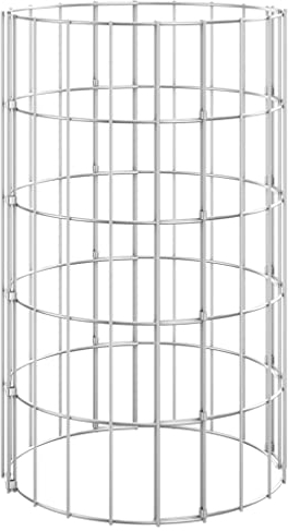 vidaXL Poteau à Gabion Circulaire Jardinière en Gabion Support de Pot de Plantes Projet de Jardinage d'Extérieur Acier Galvanisé Ø30x50 cm