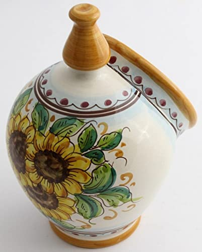 Saliera in ceramica siciliana giallo e verde di santo stefano di camastra decorata a mano Girasole Art 15