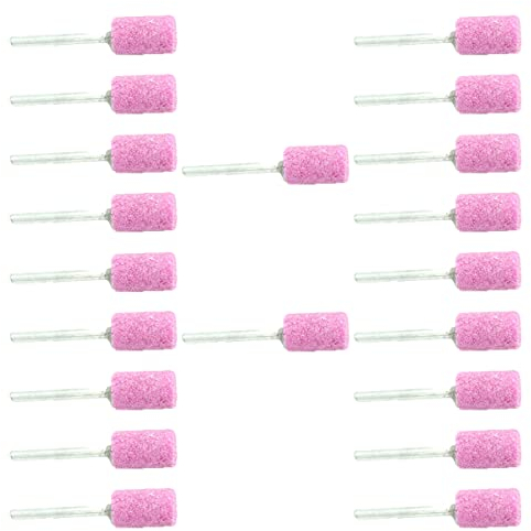20 Stück Schleifstein-Bits, Polier-Schleifmittel-Rotationswerkzeuge Zubehör mit 3 mm Dorn zum Schleifen, Reinigen und Schnitzen – 4 mm Zylinderkopf