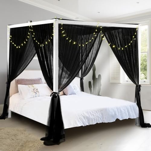 South to East Himmelbettvorhänge mit 4 Ecke für Erwachsene, Moskitonetz für das Bett, luxuriöse Bettvorhänge für die Schlafzimmerdekoration, reißfestes Polyester