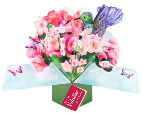 Pop Up Hummingbird & Flowers for My Valentine with Love Card 3D Greeting Cards POP223V03