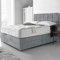 DBZ BEDS Reinforced Super King Bed Set 6 FT with 2000 Series Mattress - Silver Crushed Velvet Divan Beds Set with Various Storage Options – 26 Inch Headboard with Chrome Glider Feet (Super King Size)