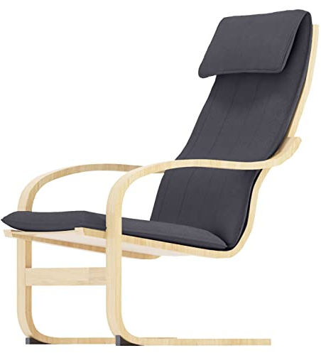 HomeTown Market Nur Abdeckungen. Stuhl ist Nicht enthalten. Duable Poang Stuhlbezug Ersatz ist kompatibel für IKEA Poang Sessel Schonbezug (Polyester Dark Gray B)