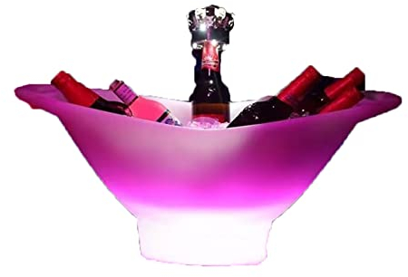 MEGCI Plastic Led Ice Bucket 16 Color Led Champagne Bowl Ice Bucket Led Light Up Beer Champagne Wine Bucket Bars Night Party