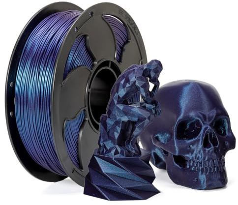 FF SUNSENKJ Chamäleon 3D-PLA-Filament mit Farbwechsel, verschiedene Farben durch Licht und Winkel, mit glänzendem Pulver, magisches PLA-Druck-Filament, 1 kg Spule (Chamäleon_Blau + Lila)