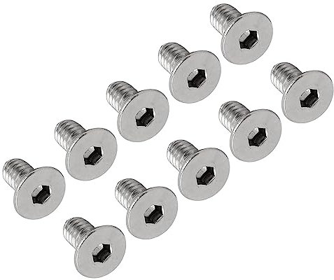 QUARKZMAN 1/4-20 x 1/2 Hexagonal Zócalo Plano Cabeza Avellanado Tornillos x 10uds 304 Inoxidable Acero Hueca Cabeza Tornillos Pernos para Maquinaria y Muebles, [Plata]