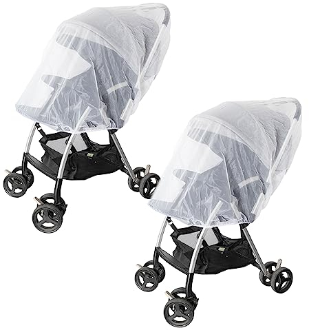 SJBAUTYO 2 pcs Baby Moskitonetz für Kinderwagen, Tragesitz und Stubenwagen - Elastische Kordel für festen Sitz – Mückennetz Kinder für Jogger, Autositz - 1000 Mesh Insektenschutz Kinderwagen