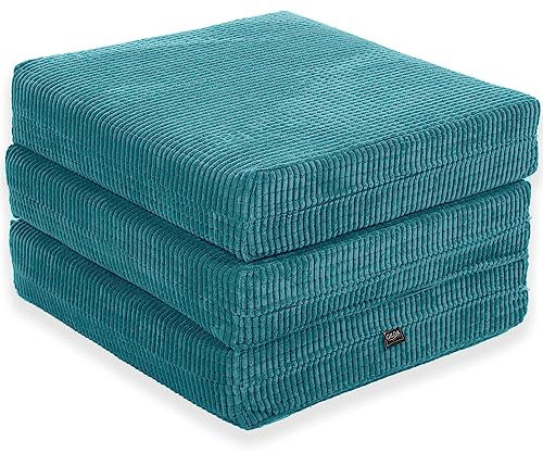Gilda Adult Z Bed Futon Mattress Chair Footstool Morphing Furniture (5KG Deluxe Foam, Teal)