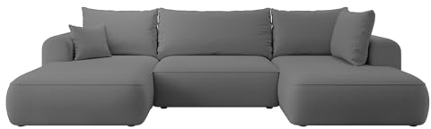 Selsey Sofa Ecksofa Eckcouch Schlafsofa Couch Mit Stauraum Schlaffunktion Pflegeleicht Polyurethanschaum U Form Rechts OVO Dunkelgrau Veloursoptik Castel