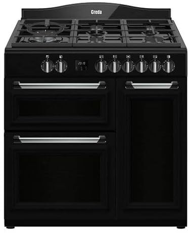 Creda C90RCDFTBL 90cm Traditional 3 Cavity Dual Fuel Range Cooker - Black