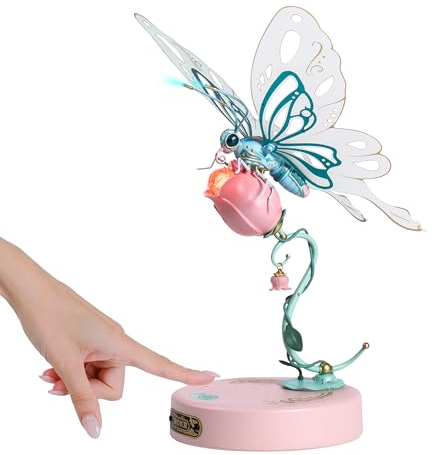 ROKR 3D Puzzle Erwachsen Schmetterling Modellbausatz Valentinstag Deko Geschenk Für Sie Steampunk Insekt Figur Sammelbares Spielzeug(Rosa)