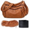 HAWILL Kleine Handy Umhängetasche Damen Handytasche zum Umhängen mit Kreditkartenpaket Leder Crossbody Bag Damen Breiter Gurt Stylisch Handtasche für iPhone Samsung Huawei (Braun)