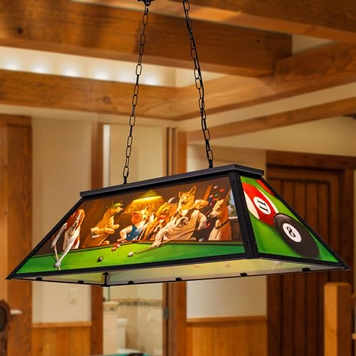 Wellmet 3-Licht Billardlampe 110cm Billardtisch Lampe Billard Kronleuchter Vintage Pendelleuchte Esstisch Hängelampe Retro Beleuchtung Spielzimmer Küche Lüster Deckenlampe Hängend