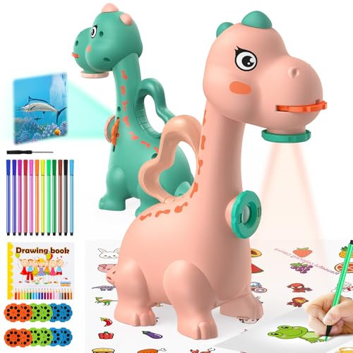 Proiettore da disegno per bambini, proiettore tracciare e disegnare toy, tavolo da disegno con 96 motivi colorati per ragazzi e ragazze, regali rosa