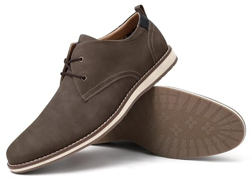 EliteLand Men's Dress Shoes, Mens Oxford Shoes, Leather Stylish Lace-up Wingtip Brogues, Business Casual Formal Derby Shoe