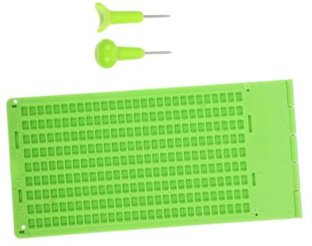 Tavoletta Braille con Punteruolo, 28 Celle, Plastica Verde | Piastra Braille in Plastica, per Scrittura Braille, Piastra Braille per Non Vedenti, Festa Scuola Decor