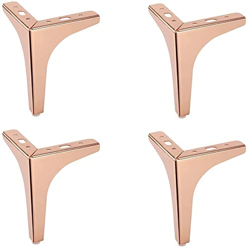 Möbelbeine, moderne Metall-Diamant-Dreieck-Möbelfüße, hochbelastbares, rechtwinkliges Sofabein aus Schmiedeeisen mit Schraube für Schrank, Sofa, Stuhl, Ottomane (Farbe: Rosa, Größe: 4 Zoll/10 cm) (Ro
