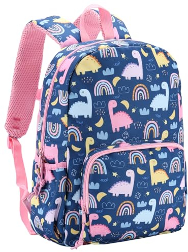 Chase Chic Mochila Escolar Niña Niño, 3-6 Años Mochilas Colegio Infantil Ajustar Carpeta A4 Unicornio con Correa en Pecho, Dinosauro Rosa