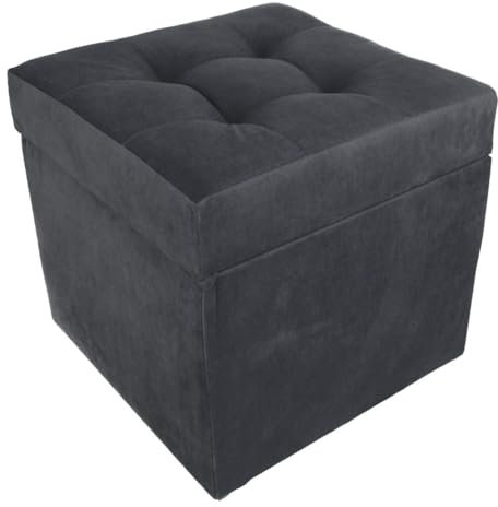 MG Design Polsterhocker 45 x 45 cm Dunkelgrau mit Stauraum (ca. 50 L), bis 300 kg belastbar, ohne Montage & leicht zu reinigen, angenehm matt mit feiner Struktur – für Wohnzimmer, Schlafzimmer & Flur