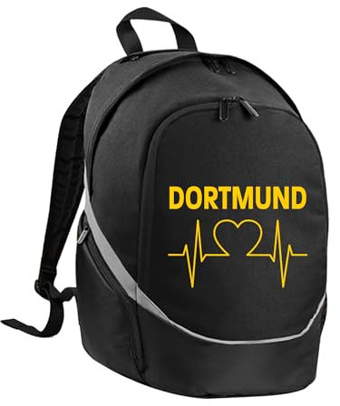 multifanshop Rucksack - Dortmund - Herzschlag - Druck gelb - Tasche Größe one size schwarz