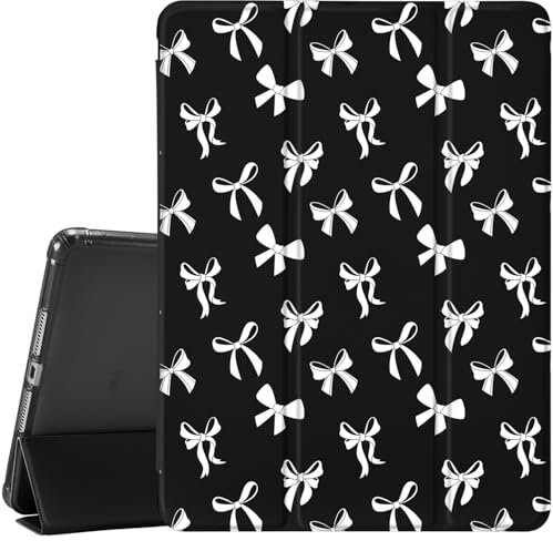 Idocolors Cute Bowknot Pad Case for 10.9 Inch iPad Air 4 2020/iPad Air 5 2022, Clear TPU Smart Stand Back Cover with Pencil Holder, Auto Wake/Sleep Foldable Shockproof Protective Case