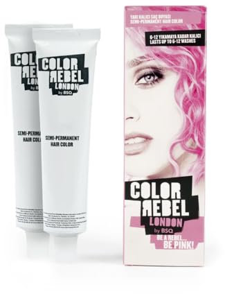 Color Rebel London, Semi-Permanente Haarfarbe Pink, Vegan, Parabenfrei, Ohne Ammoniak, bis zu 12 Haarwäschen