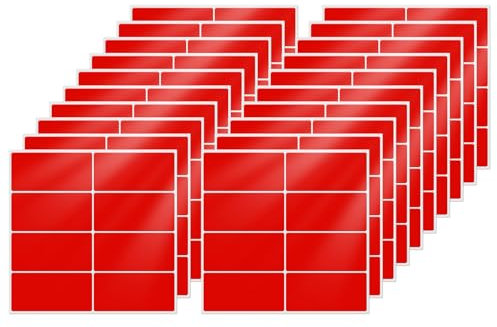 FINDAT Rechteckige Etiketten Klein 40 × 19 mm Vinyl Wasserfeste Selbstklebende Namensschilder Aufkleber Klebeetiketten zum Beschriften für Büro Haus Schule DIY 160 Stück Rot