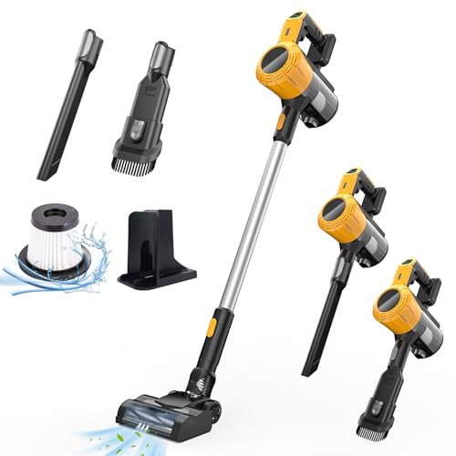 Cordless Vacuum Cleaner with Brushless Motor, 3-in-1 Cordless Vacuum Cleaner 15000PA, Stick Vacuum Up to 50 Mins Runtime, Compatible with Dewalt 20V Battery, for Home Pet Hair Carpet and Hard Floor