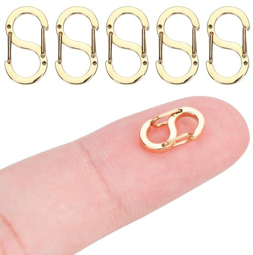 5pcs Lobster Clasp Double Opening Shorten Clasps, Stainless Steel Necklace Clasp and Closures Bracelet Connectors Charm Clasp Necklace Clip Shortener for DIY Jewelry Repairing (Gold)