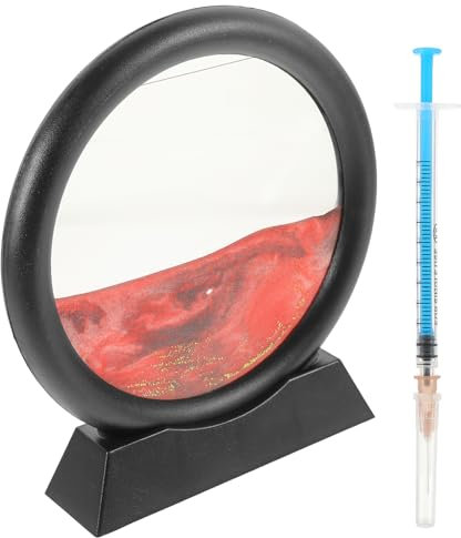 Abaodam Künstlerische Sanduhr Mit Quicksand-malerei Schwarzer Rahmen 12 7 Cm Rot Für Büro Und Zuhause Dekoration Sandkunst Ornament