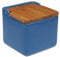 TIENDA EURASIA - Salero de Cocina de Cerámica | Tapa Abatible de Bambú | Salero | Medida 12 x 12 x 11 cm | Saleros Originales (Azul)