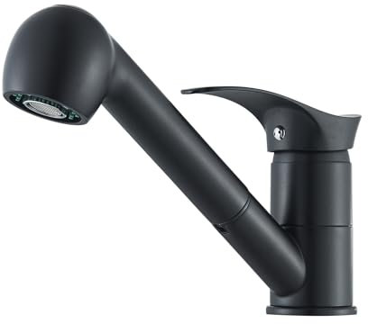 Cesinkin Robinet Cuisine Noir Mitigeur Cuisine avec Douchette Monocommande Robinet Pivotant À 360° pour 1 Trou 2 Modes de Pulvérisation Laiton