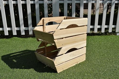 Mucola Kartoffelkiste 38x27x20 cm Universalkiste Vorratskiste mit Griffen Apfelkiste Obstkiste | stapelbar | Weinkiste Gemüsekiste Holzkiste