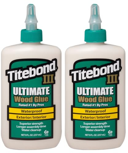 Titebond III Ultimate Holzleim Set 2x 237ml D4 Wasserfest Wood Glue | Profi-Holzkleber für den Innen- & Außenbereich | Ideal für Möbelbau, Schreiner & DIY | Extrem starke Anfangshaftung