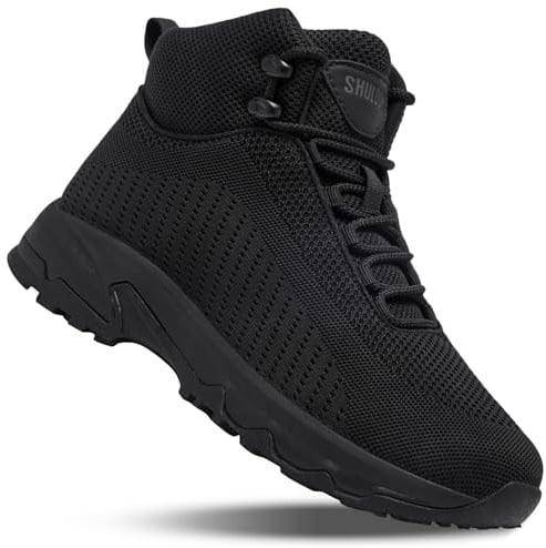 SHULOOK Non Slip Work Boots for Men Slip Resistant Lightweight Kitchen Chef Shoes for Restaurant Food Service Comfy Working Shoe Ankle Support Mesh Walking Footwear Black 10.5