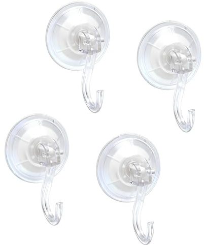 4PCS crochets à ventouse aucun perçage requis ventouses avec crochet crochets ventouse puissante convient les fenêtres verre les salles bains et les cuisines transparent peut supporter une charge 5KG