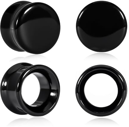 Vankula Ohr Tunnel Plugs 2 Paar Single Flared Flesh Dehner Glas für männer damen Ohrpiercing Dehnschmuck für Ohren 8mm bis 16mm Schwarz