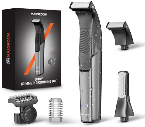 MAXGROOM 2 in 1 Body Trimmer for Men, IPX6 Waterproof Pubic Hair Trimmer | 7000RPM Rechargeable Ball Shaver for Men USB-C,Premium stainless steel, rust‑proof & durable,100‑min runtime, wet & dry use