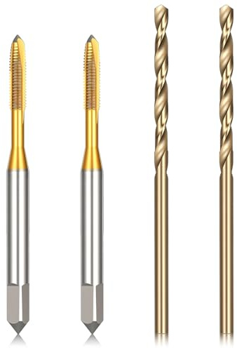 4-Piece Tap and Drill Bit Set, Metric Thread Tapping Kit | Precision Screw Threading Tools, for Metalworking, Electronics Repair, Automotive, & DIY Projects