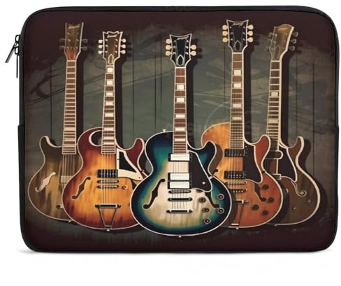 Guitars Art Laptop Sleeve Case, Shockproof Protective Case, 10-17 Inch Computer Sleeve, Water Resistant Laptop Briefcase for Men Women Compatible with MacBook Air/Notebook/Tablet