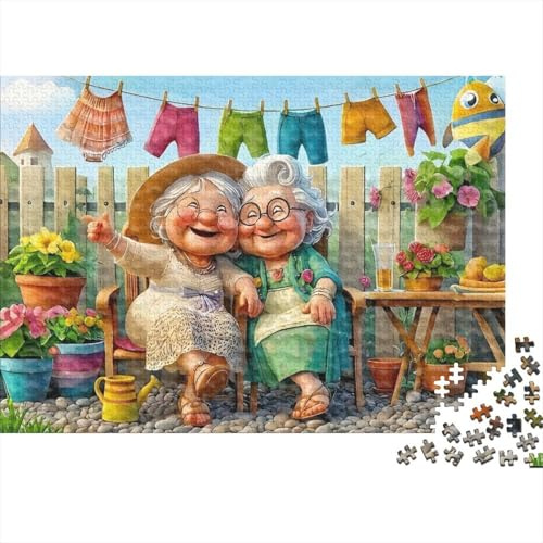 Gartenbank Ältere Damen 1000 Teile Puzzle Puzzle für Erwachsene Papier Familienspiel Freizeit Deko Geschenk 38x26cm/1000pcs