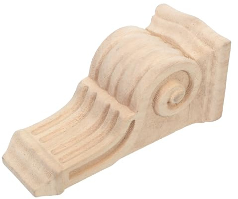 BIUDECO Holz Geschnitzter Wandkonsolen für Kamin Deko mit Außergewöhnlicher Stabilität und Langlebigem Khaki Farbton im Traditionellen Französischen Retro Stil für Wohnräume