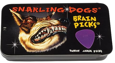 D'Andrea Snarling Dog Brain Nylon Guitar Picks 12 Pack with Tin Box (Purple, 0.60mm)