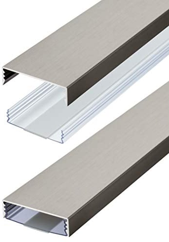 Flacher Design Kabelkanal Edelstahl gebürstet aus Aluminium selbstklebend 50 mm x 15 mm Alunovo Kabelschacht Leitungskanal (Länge: 140cm)