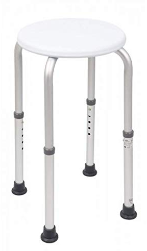 Homecraft Aluminium Shower Stools with Circular Seat, 508-610 mm Pre-Assembled (Eligible for VAT Relief in the UK) Height Adjustable Sturdy Bathroom Seat for Elderly & Disabled, Reduce Slips & Falls