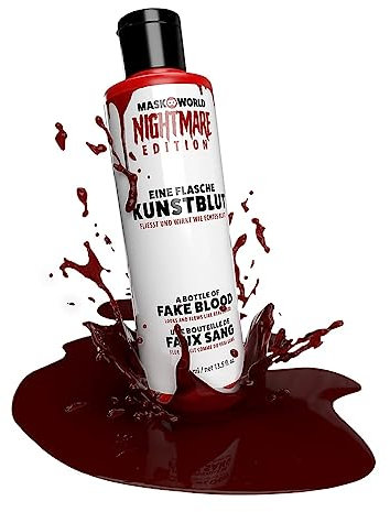 Kunstblut 1 Flasche 250 ml – künstliches Blut Filmblut für Starke Horror-Schmink-Effekte und großflächige Grusel Dekoration